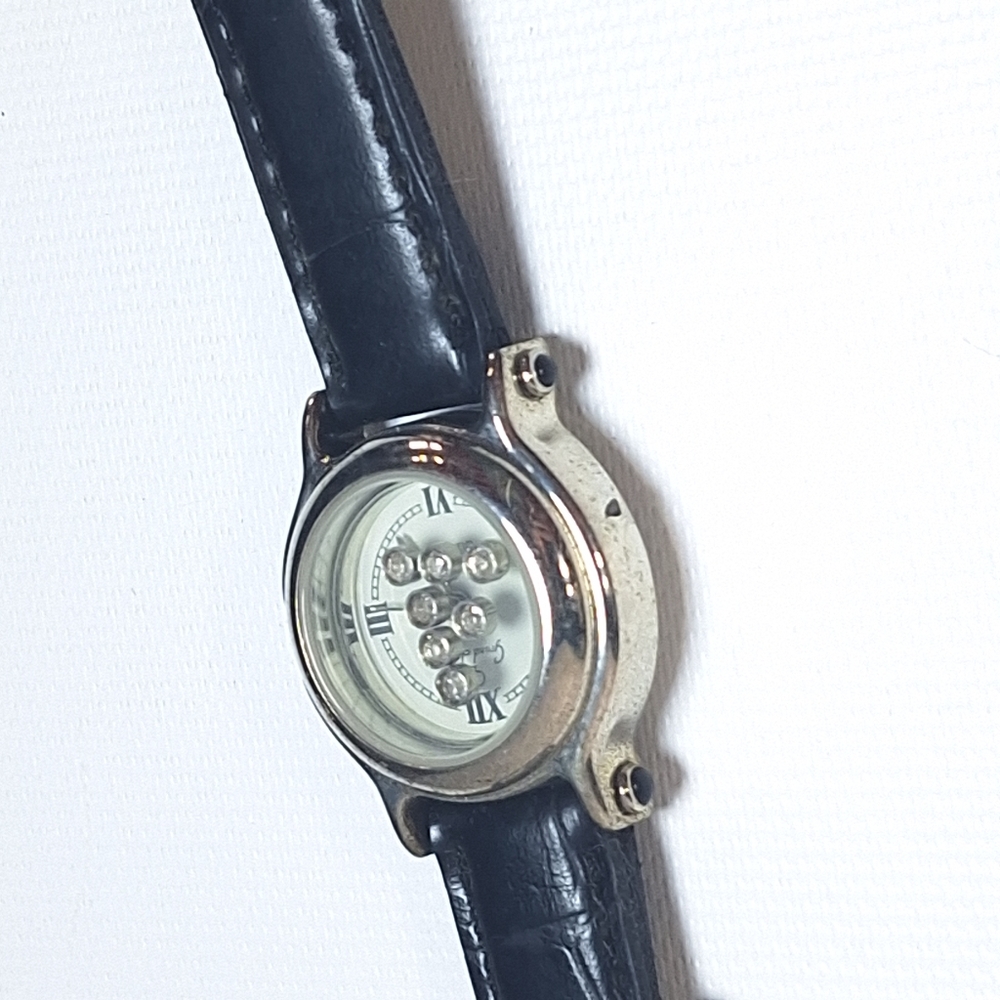 Grand Louis Silver Tone Floating Rhinestones Ladies Watch, New Battery - Picture 3 of 11